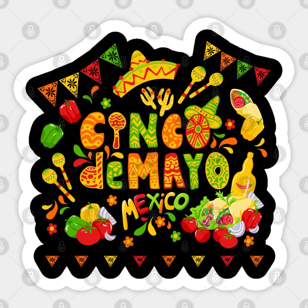 Cinco de Mayo Mexican Fiesta Sticker by BadDesignCo